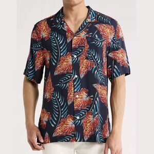 Original Penguin NWT Leaves Short Sleeve Button Down Slim Fit Camp Shirt, L